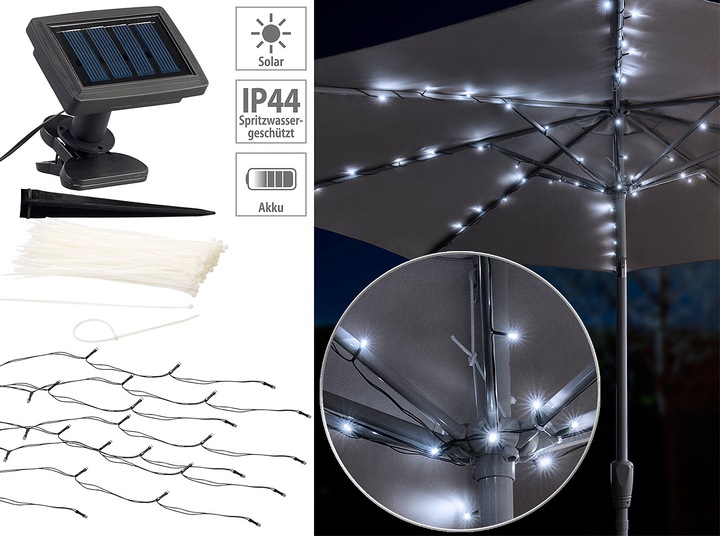 Actual product image Luminea Solar LED Parasol Light Chain (1.50 m)