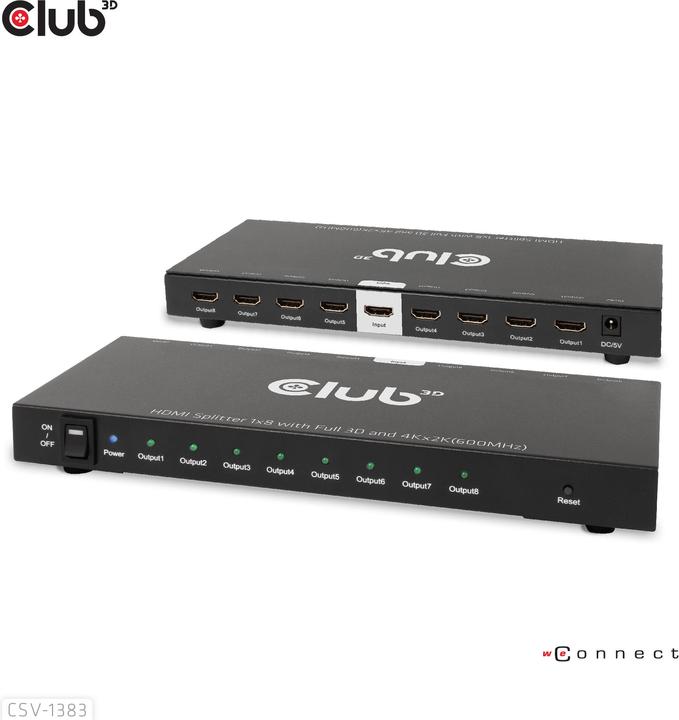 Actual product image Club 3D Club3D HDMI Splitter 1 input -> 8 outputs 4K60Hz UHD retail