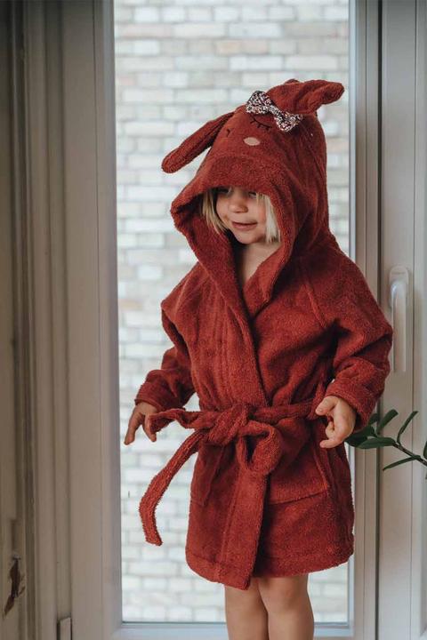 Actual product image Kikadu Bathrobe Rabbit rust size 3-4 (GOTS)