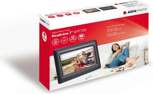 Actual product image AGFAPHOTO Digital Photo Frame Agfa Digital Photo Frame 7 "" 7 HD LED + Calendar Clock - Black (7", 1024 x 600 pixels)