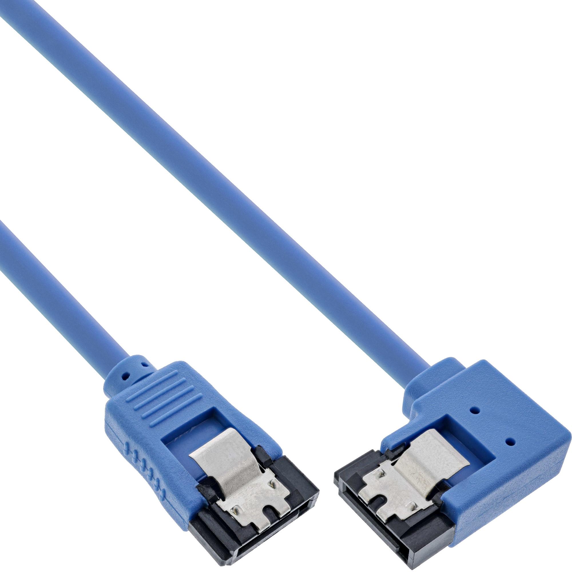 Thumbnail - Aquatuning SATA Anschlusskabel 30cm abgewinkelt rechts Blau, mit Sicher, Interne Kabel (PC)