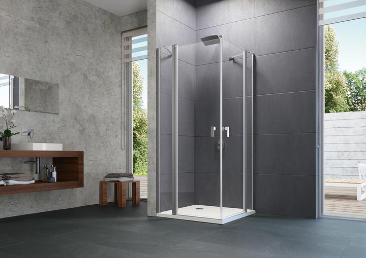 Hüppe Design pure 4-Eck Schwingtür, mit festem Segment, Breite:80cm Höhe:190cm, Anschlag links & (200 cm, 95 cm, 11 cm)