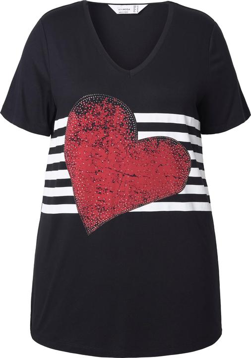 Immagine prodotto Miamoda T-shirt dal taglio svasato con brillantini sul cuore e righe (42)