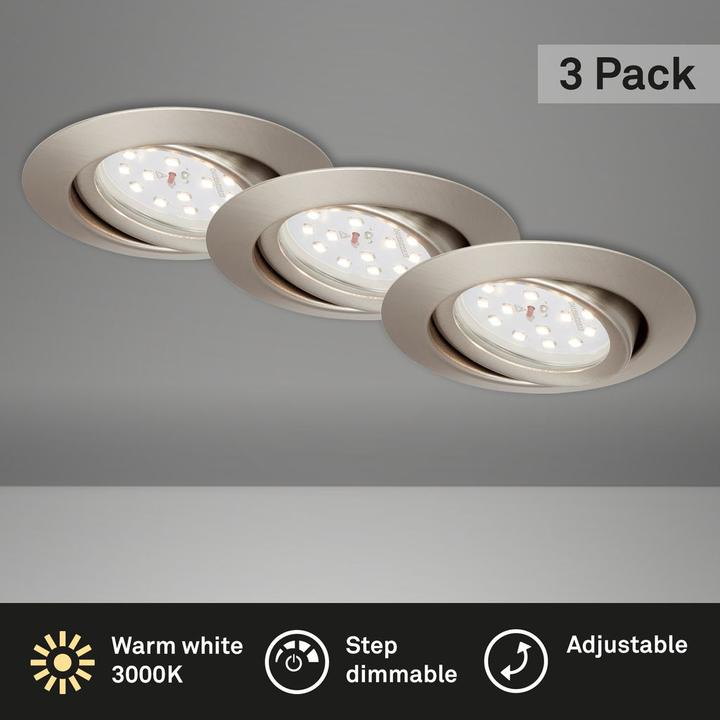 Produktbild Briloner LED Einbauleuchten 3er-Set, matt-nickel, 3xLED-Modul/3,5W (350 lm)