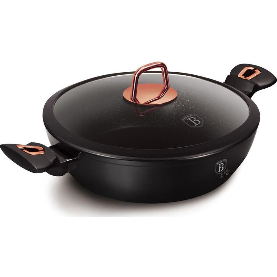 BerlingerHaus Kochtopf mit Deckel 3.8L Ø 28cm Black Rose Edition, Pfanne + Kochtopf, Schwarz