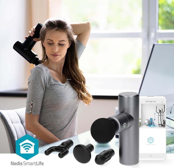 Image du produit Nedis Pistolet de massage SmartLife Sport - Fonctionne sur batterie - Rechargeable - 5 modes de massage - (5 Marches, 600 min)