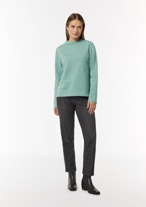 Image du produit Comma Sweatshirt Jerseyshirt mit Hahnentrittmuster und Stehkragen (44)