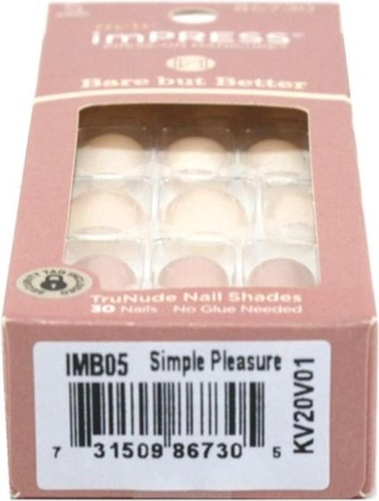 Immagine prodotto KISS Unghie autoadesive imPRESS BBB Nail Simple Pleasure 30 pezzi (L) (Unghie artificiali)