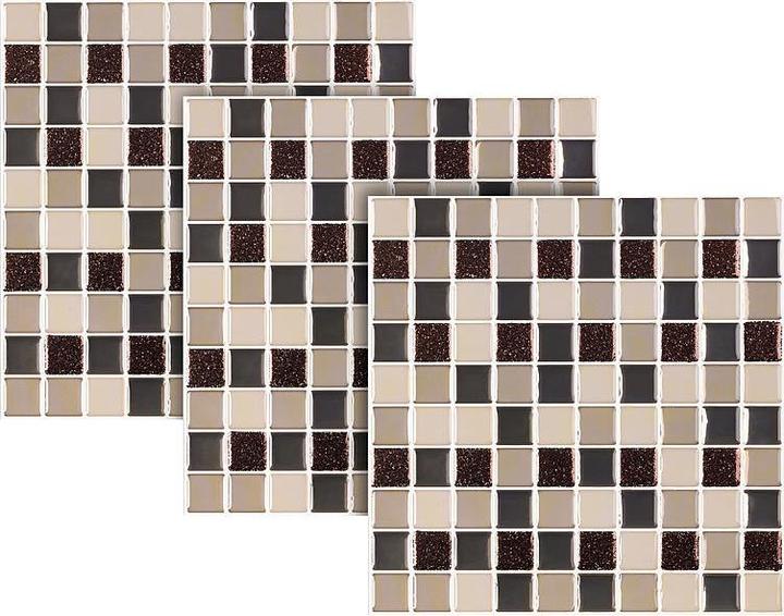 Actual product image Infactory Self-adhesive 3D mosaic glitter tile stickers, 26 x 26cm, set of 15