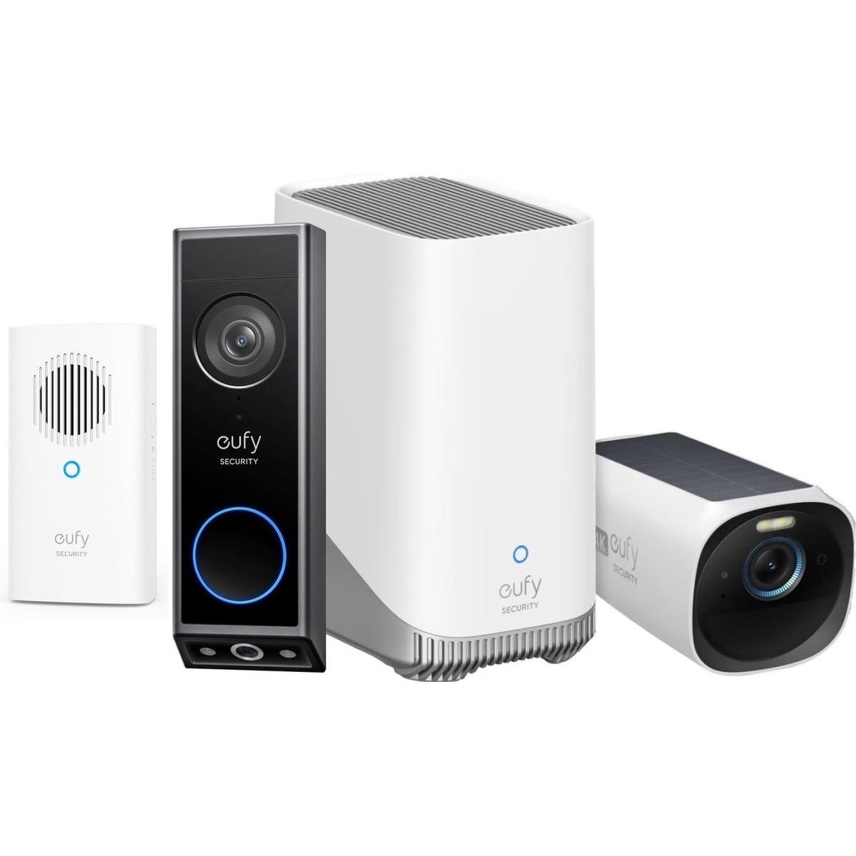 eufy, Campanello + Citofono, Videocitofono E340 con suoneria + Homebase 3 S380 + EUFYCAM 3 - BUNDEL DEVIOUS