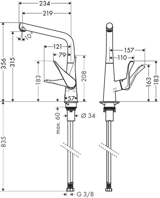 Image du produit hansgrohe Metris acier inoxydable