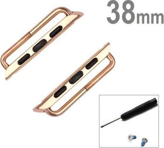 Actual product image Hermex Apple Watch 40mm / 38mm 2x Bracelet Adapter Coupler + Screwdriver ROSÉGOLD ROSÉ GOLD ROTGO (38 mm, 40 mm, Stainless steel, Burnished)