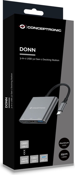 Immagine prodotto Conceptronic USB Typ-C zu (HDMI, USB-C, USB-A, 25 cm)