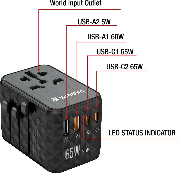 Actual product image Verbatim Universal travel adapter