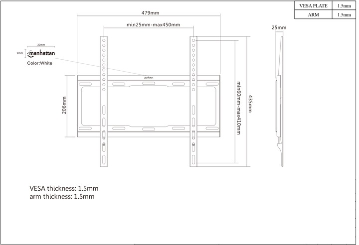 Produktbild Manhattan 460934 (Wand, 55", 40 kg)