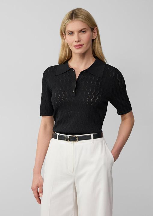 Produktbild s.Oliver Strickpullover Kurzärmeliger Feinstrick-Pullover mit Polokragen (36)