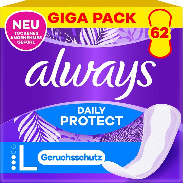 Actual product image Always Slipeinlage Daily Protect Long mit leichtem Duft Gigapack 62 Damenbinde 62 Stück (62x)