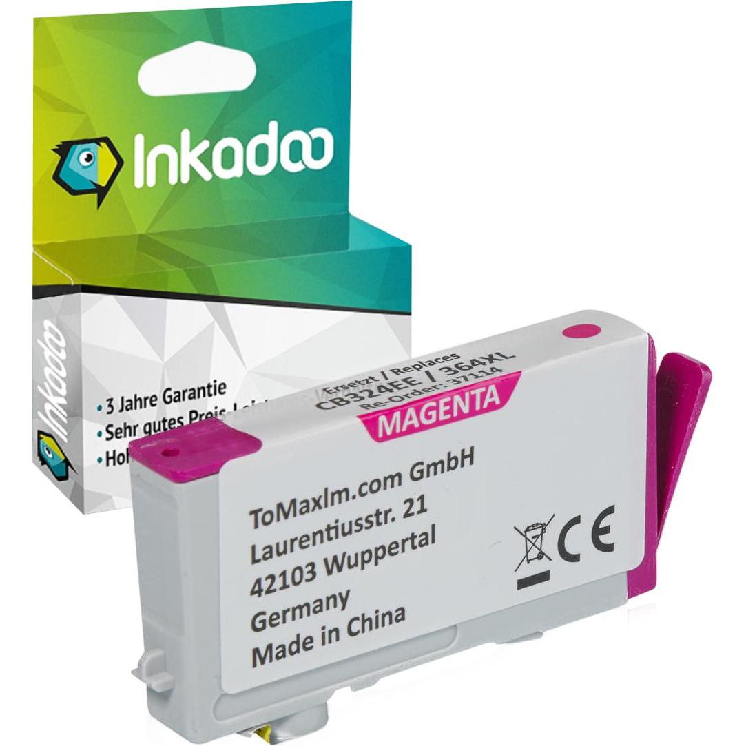 Inkadoo, Druckerpatrone, Druckerpatronen kompatibel zu HP CB324EE / 364XL Tintenpatrone, magenta Magenta (M)
