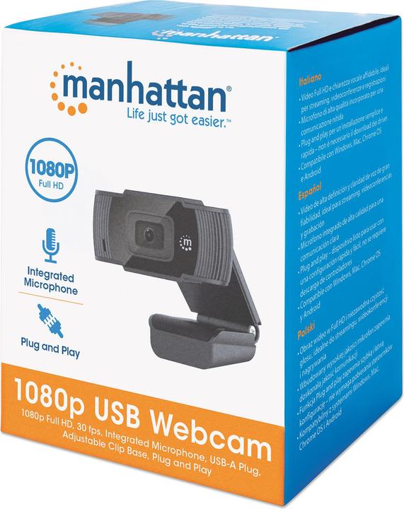 Productafbeelding Manhattan Webcam 2 megapixel 1080p Microfoon (2 Mpx)