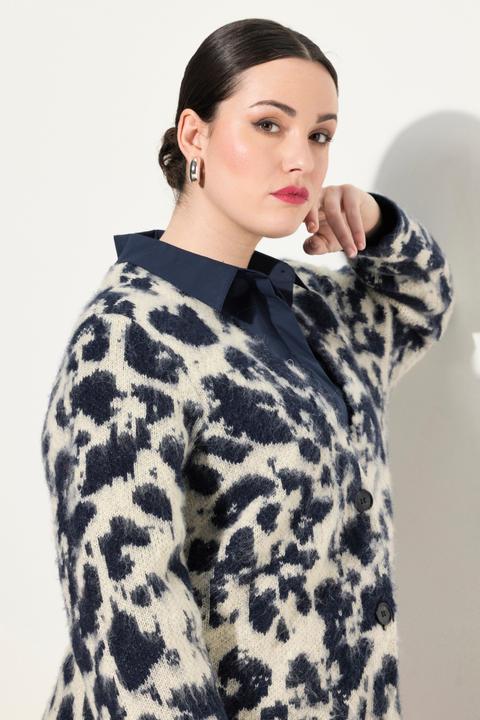 Immagine prodotto Ulla Popken Cardigan con lana, design leopardato e scollo a V (62)