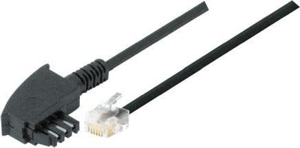 Produktbild Tecline TAE F-Anschlusskabel TAE F St. / RJ11 St. (6P4C), Standardbelegung, schwarz, 3.0 m Zum Anschluss von