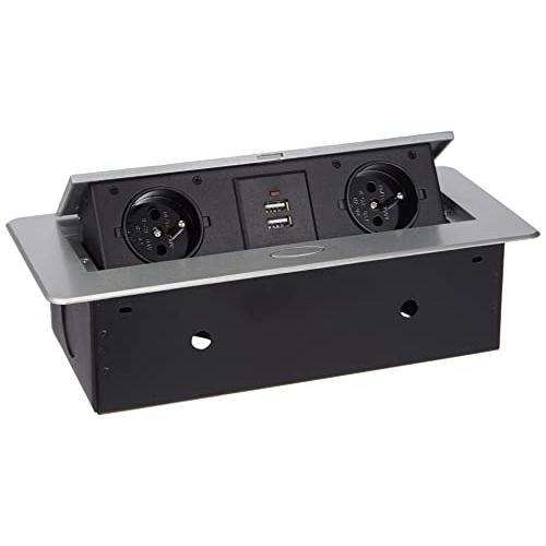 Orno, Steckdosenleiste, Block verstecktem mit 2 Steckdosen 230 V + 2 Steckdosen USB – Bewegungsmelder (2 x)