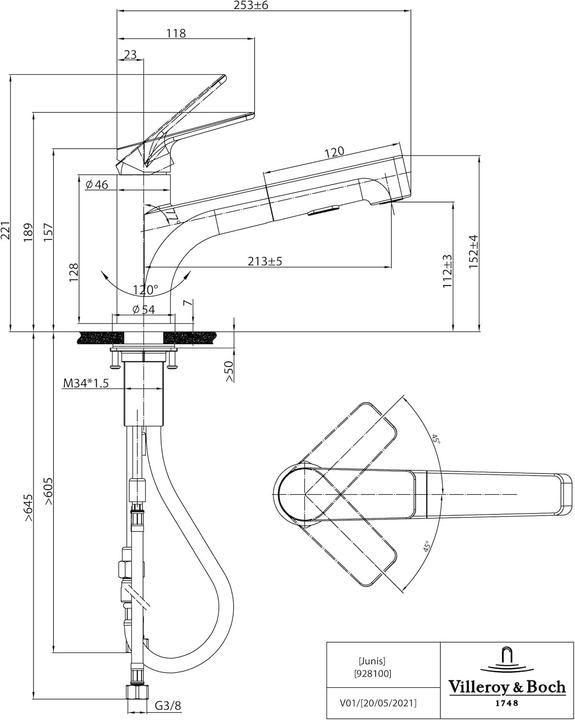 Actual product image Villeroy & Boch Junis Shower kitchen tap, stainless steel