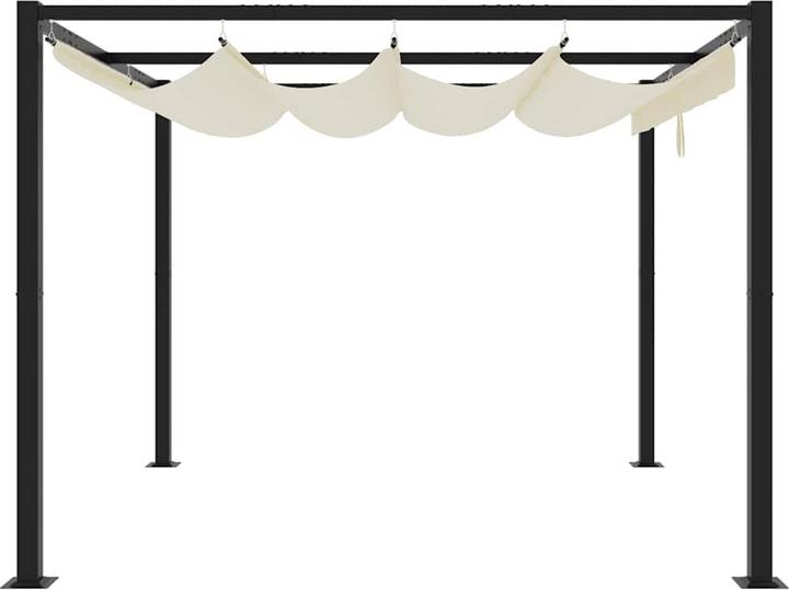 Produktbild vidaXL Gartenpavillon mit Ausziehbarem Dach Creme 3x3 m Stahl Pavillon (295.50 cm, 295.50 cm)
