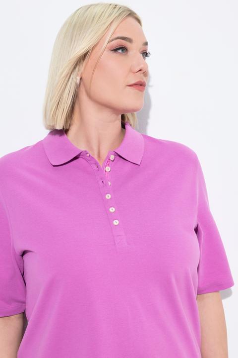 Produktbild Ulla Popken Poloshirt, Piqué, Polokragen, Samt-Knopfleiste, Halbarm (58)