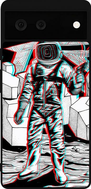 Actual product image PhoneLook Coque Silicone rigide noir Anaglyph Astronaut (Google Pixel 6)