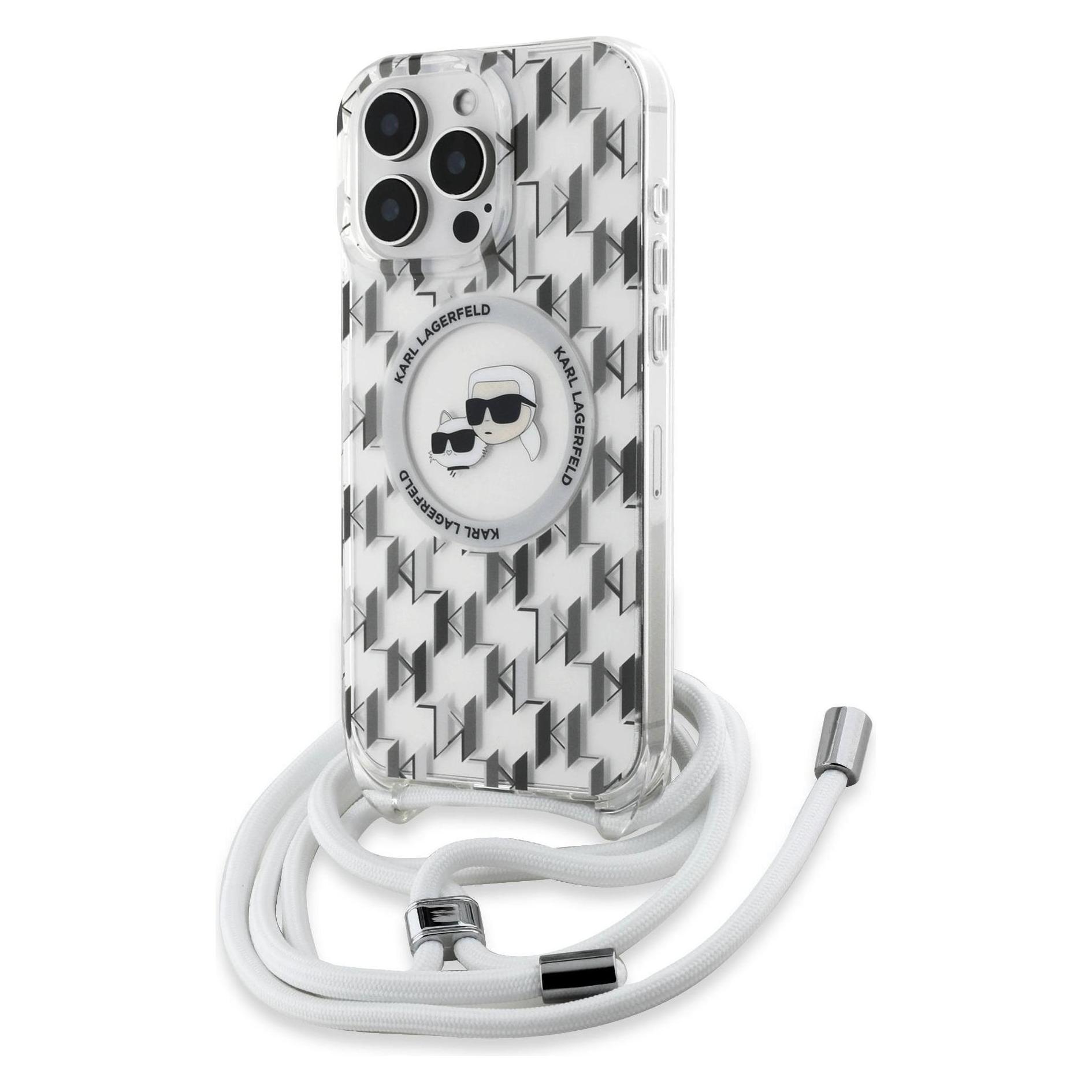 Karl Lagerfeld KLHMP16XHCKCKLCT IPhone 16 Pro Max 6.9" Transparent Hardcase Iml Crossbody Monogra (Apple IPhone 16 Pro Max), Smartphone Hülle,