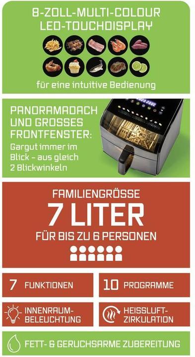 Actual product image Gourmetmaxx Heissluftfritteuse mit Sichtfenster & Panoramadach