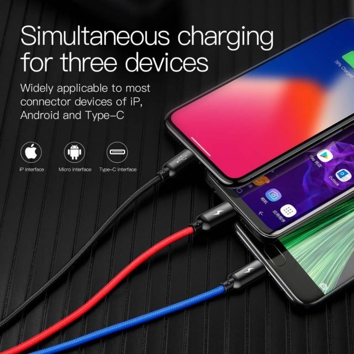 Produktbild Baseus Three Primary Colors 3-in-1 (1.20 m, USB 2.0)