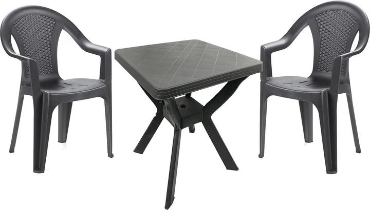 Produktbild Mojawo Bistro Sitzgarnitur Bistrogarnitur 3-teilig Anthrazit (70 x 70 x 72 cm)