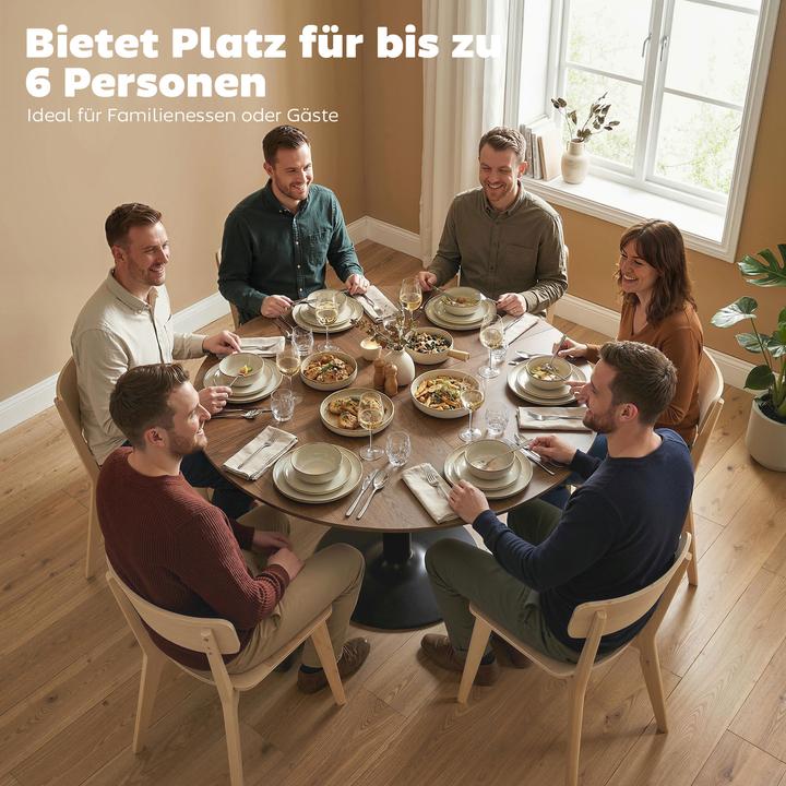 Image du produit Homcom Esstisch MDF, Stahl Braun (110 x 78 cm)