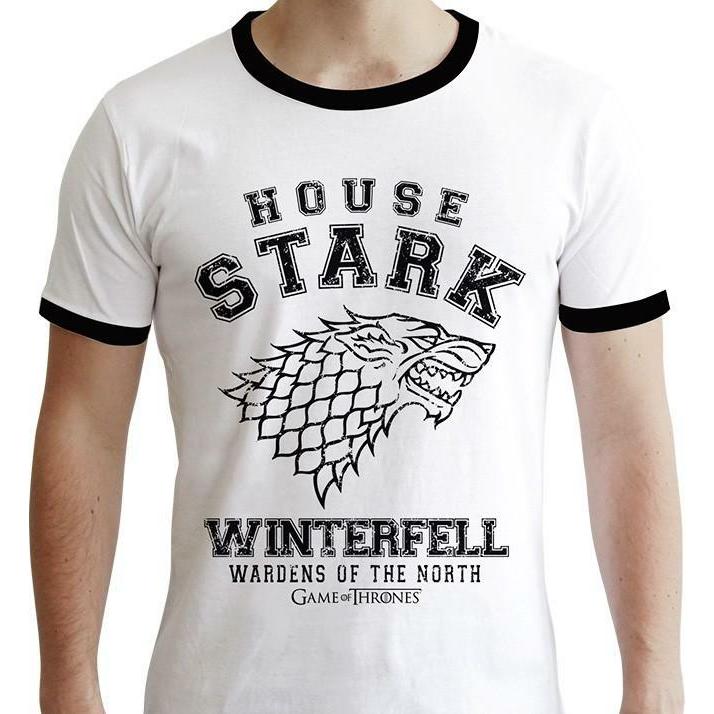 ABYstyle, Uomini, Maglietta, GAME OF THRONES - Tshirt Casa Stark uomo SS bianco - premium, Bianco, (L)