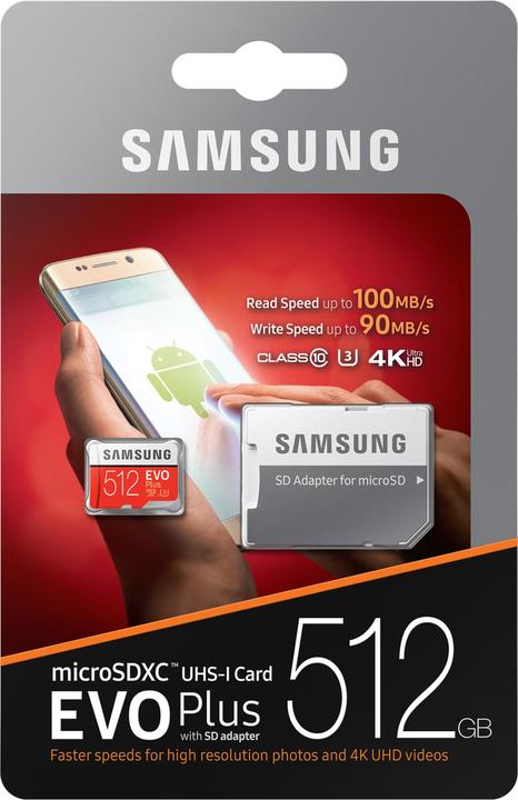 Produktbild Samsung Evo+ microSD UHS-I (512 GB, microSDXC, U3, UHS-I)