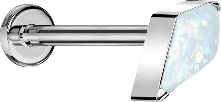 Actual product image Star Piercing Micro Threadless Labret silber Diamant silber mit Opal weiss (without brass, Titanium)