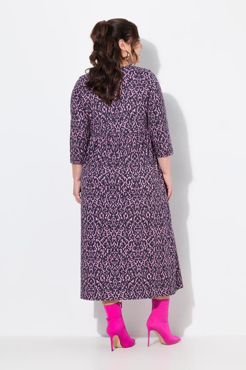 Produktbild Ulla Popken Jerseykleid, A-Linie, V-Ausschnitt, 3/4-Arm, Taschen (62)