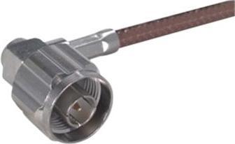 Produktbild Huber & Suhner HF-Steckverbinder, N-Typ, Messing, Stecker, Rechter Winkel, 50Ohm, Lötanschluss, Crimp-Anschluss