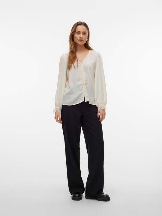Image du produit Vero Moda Coupe normale Encolure en V Manches avec bouton Coupe volumineuse des bras Top Blouse (S)