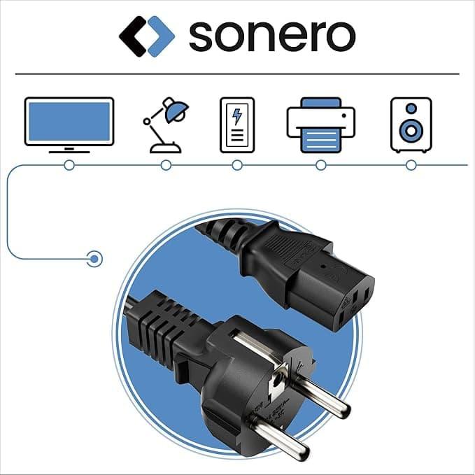Produktbild Sonero Netzkabel Schutzkontaktstecker, X-SKG-C13G-010B, gerade, schwarz, 1m (1 m)