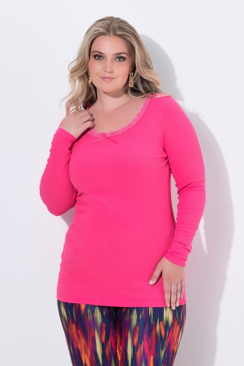 Produktbild Miamoda Rippshirt, Slim Fit, weiter Ausschnitt mit Spitze (60)