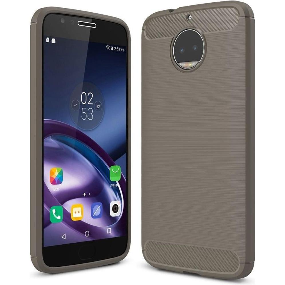 Thumbnail - König Design Motorola Moto G5S Plus Handy Hülle TPU Case Carbon Fiber Schutz Cover Grau Neu (Motorola Moto G5S Plus), Sm...