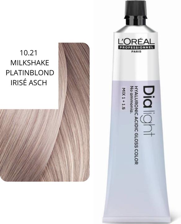 Image du produit L'Oréal Professionnel L'Oral Professionnel Dialight 1021 Milkshake Platinum Blonde Iridescent Ash 60ml Hair Color (10,21 Milkshake blond platine irisé cendré)