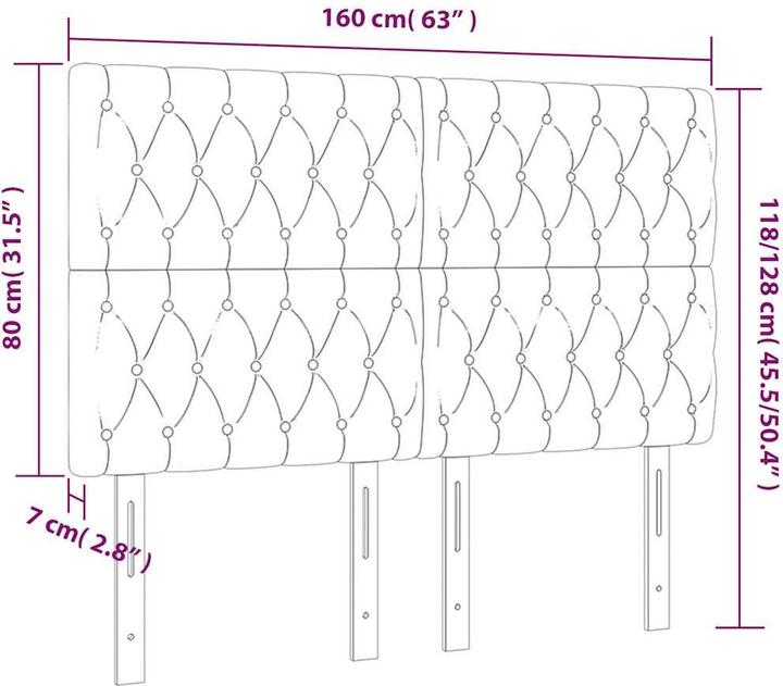 Produktbild vidaXL LED Kopfteil (160 x 7 x 128 cm)