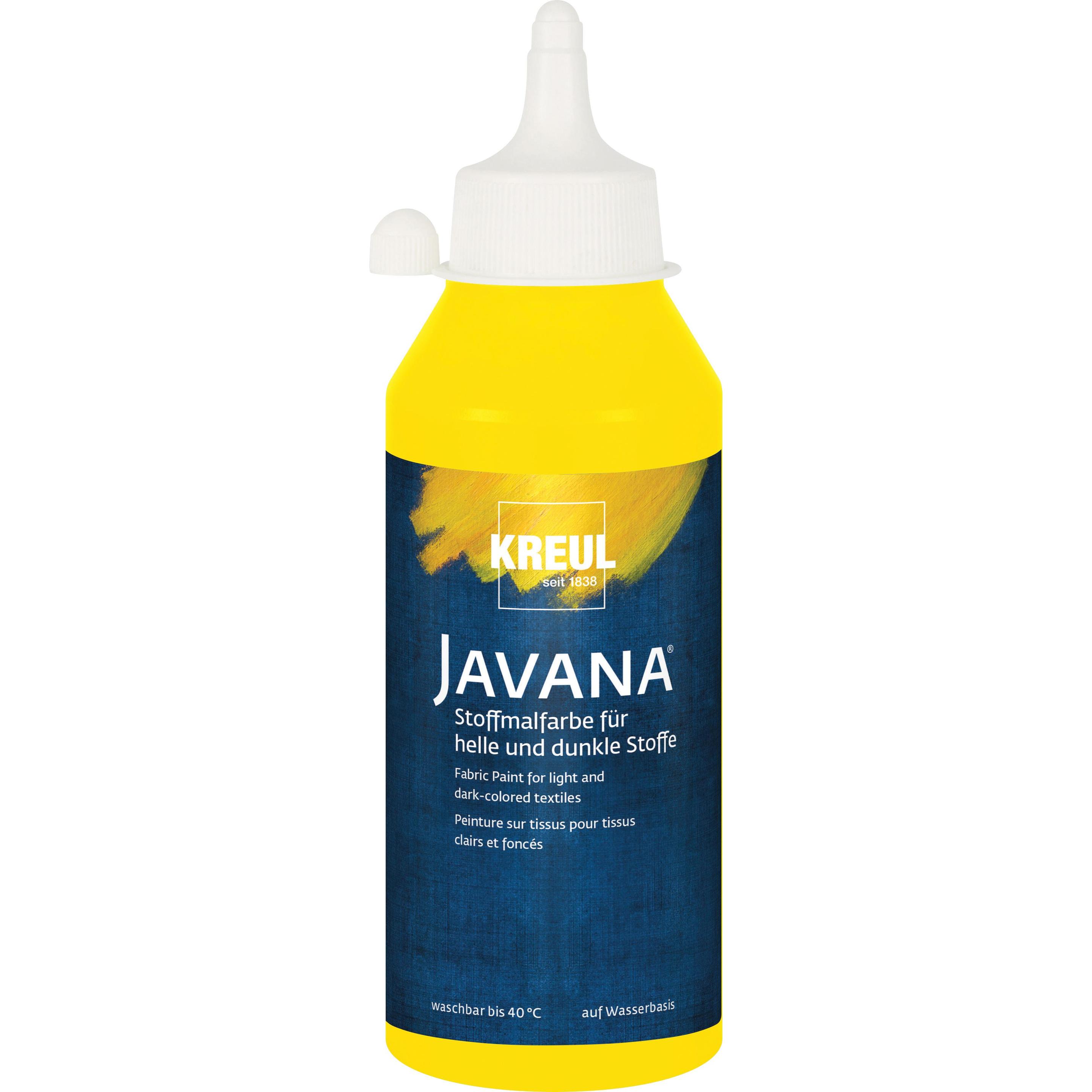 Kreul, Künstlerfarbe + Bastelfarbe, Javana Stoffmalfarbe für helle und dunkle Stoffe, 250 ml (Gelb, 250 ml)
