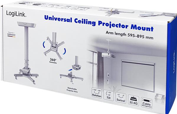 Produktbild LogiLink beamerhalterung armlänge 595-895 mm weiss (Decke)