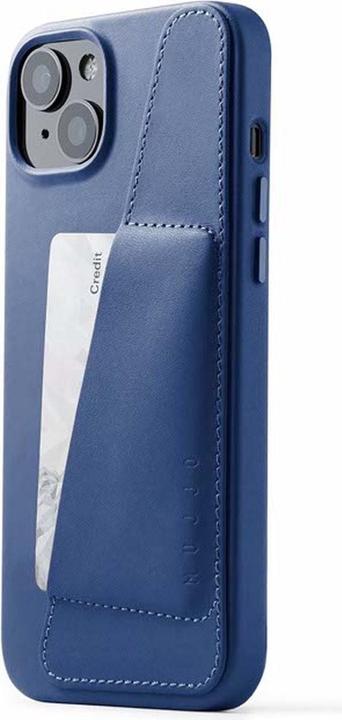 Mujjo Leather Wallet Case met MagSafe iPhone 14 / 15 Plus blauw (MUJJO-CL-032-BL) (Apple iPhone 14 Plus, Apple iPhone 15 Plus)
