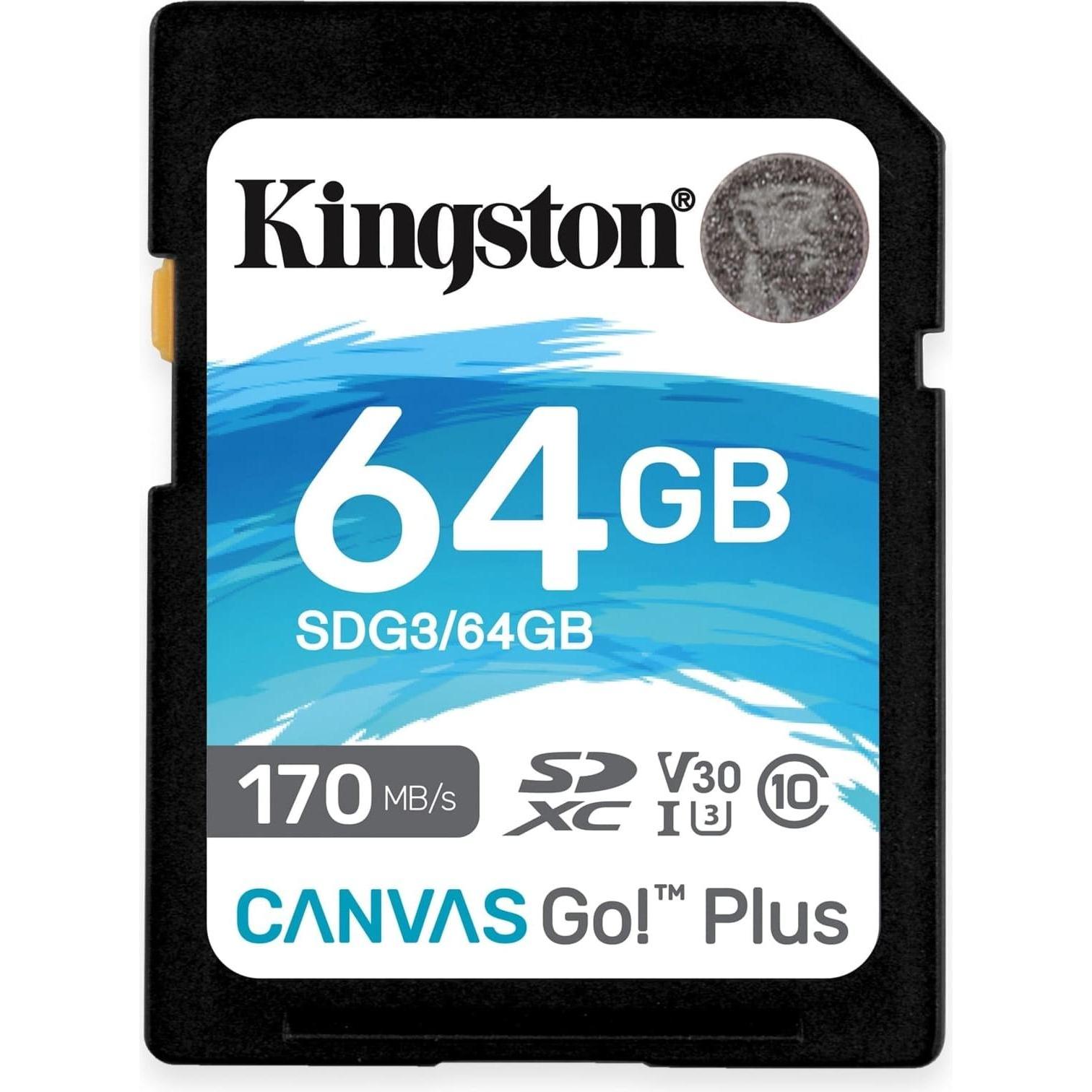 Kingston Canvas Go! Plus (64 GB, SDXC, U3, UHS-I), Speicherkarte, Schwarz